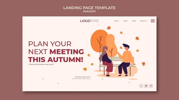 Free PSD autumn concept landing page template