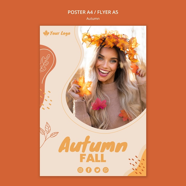 Free PSD autumn concept poster template