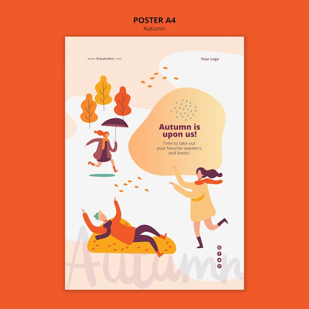 Free PSD autumn concept poster template