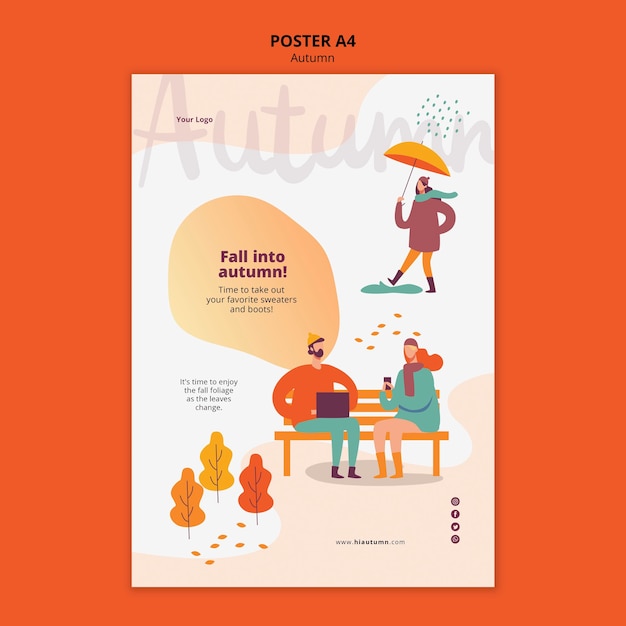 Free PSD autumn concept poster template