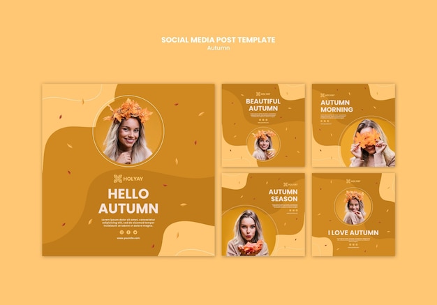 Autumn concept social media post template