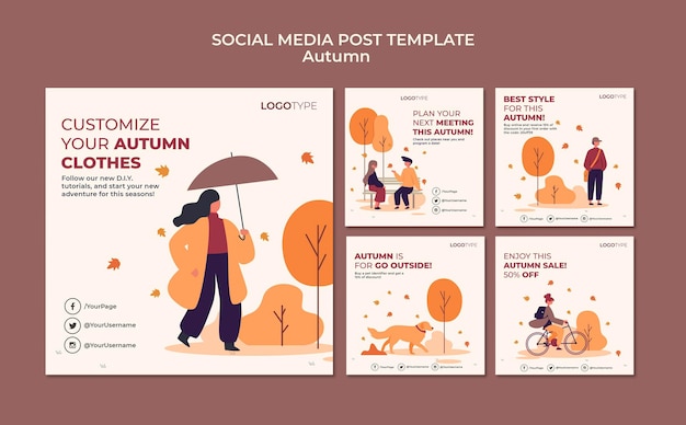 Autumn concept social media post template