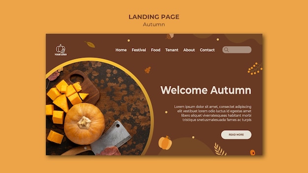 Free PSD autumn fest landing page template