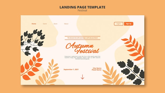 Free PSD autumn festival landing page