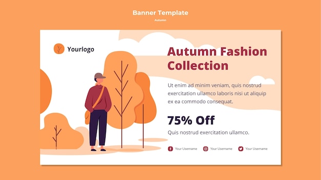 Autumn horizontal banner template