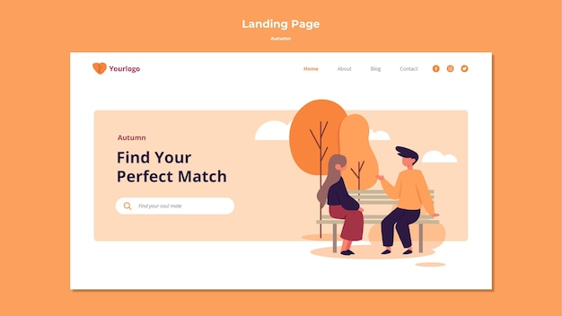 Free PSD autumn landing page template design