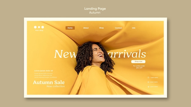 Free PSD autumn new arrivals landing page