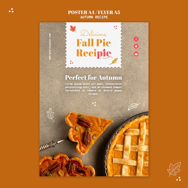 Free PSD autumn recipe poster template