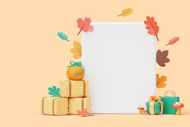 Free PSD autumn sales blank banner background