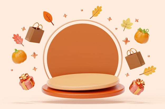 Free PSD autumn sales podium background