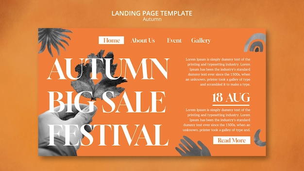 Free PSD autumn season landing page template