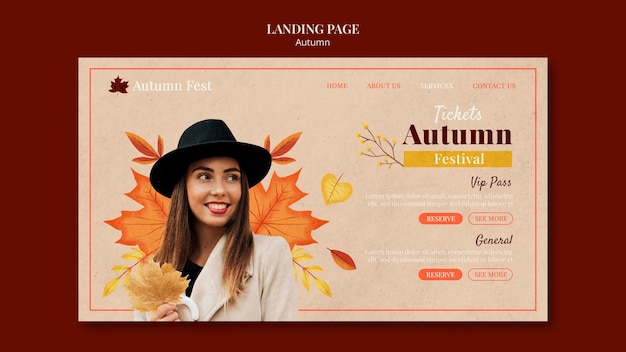 Free PSD autumn season landing page template