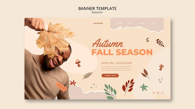 Free PSD autumn season landing page template