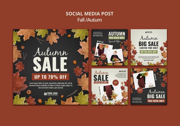 Autumn social media post design template