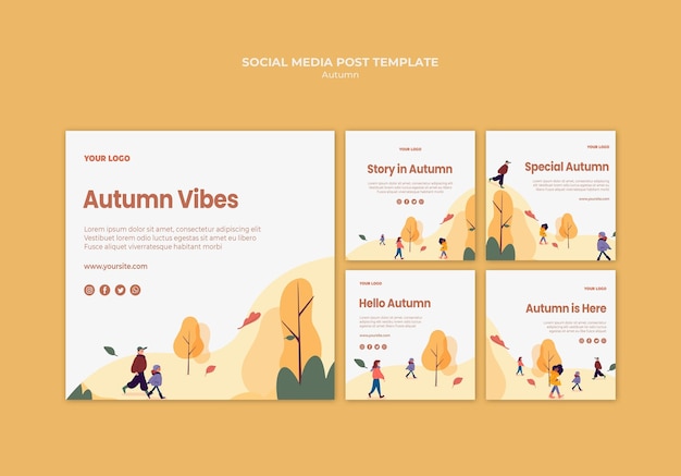 Autumn vibes social media post template