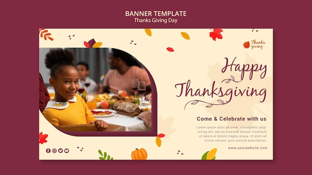 Free PSD autumnal thanksgiving day horizontal banner template