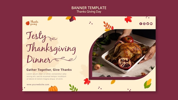 Autumnal thanksgiving day horizontal banner template