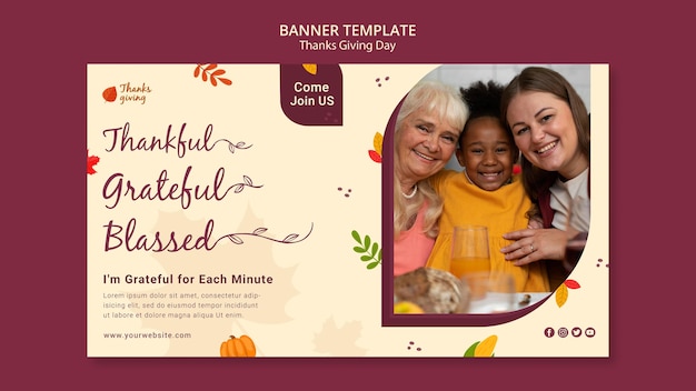 Autumnal thanksgiving day horizontal banner template