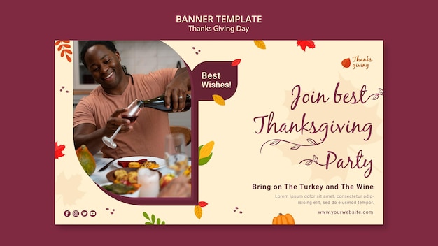 Autumnal thanksgiving day horizontal banner template