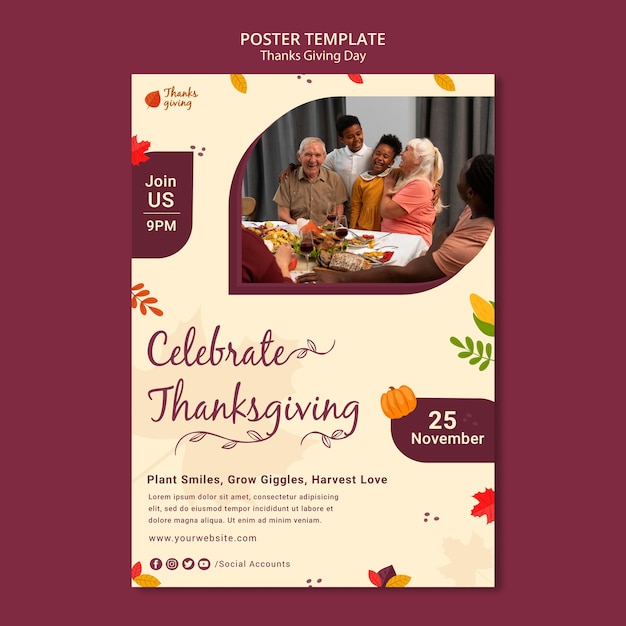 Autumnal thanksgiving day print template