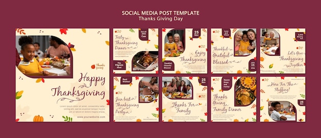 Autumnal thanksgiving social media posts collection