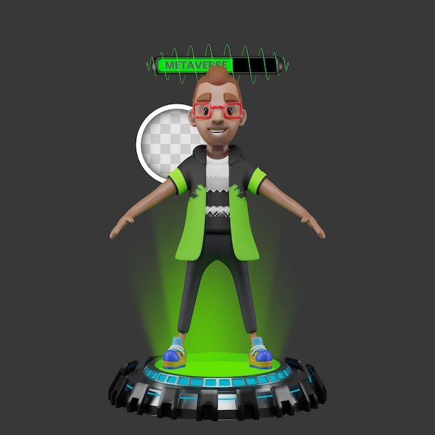 Free PSD avatar generated in the metaverse. 3d illustration