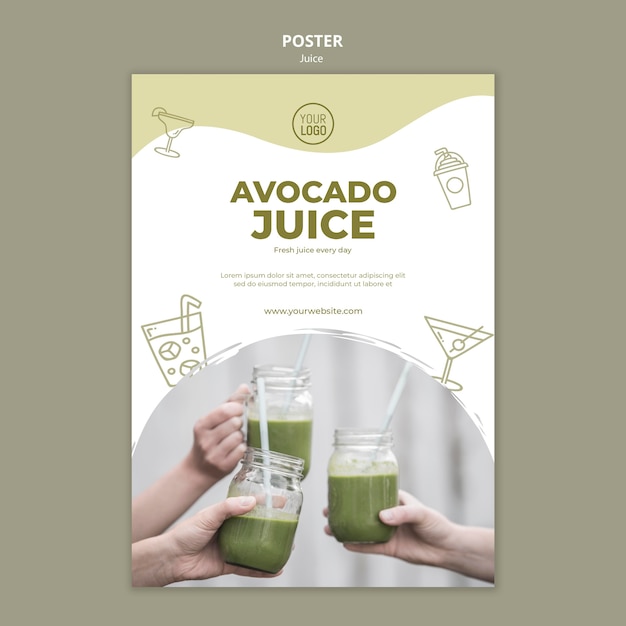 Avocado juice poster template