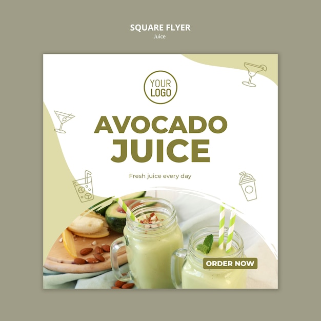 Avocado juice square flyer