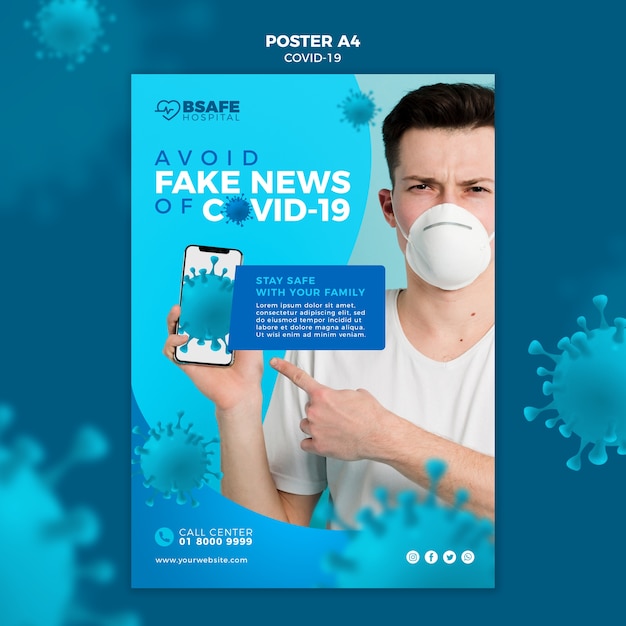 Free PSD avoid fake news of coronavirus poster