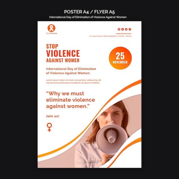 Free PSD awareness of violence against women flyer a5 template