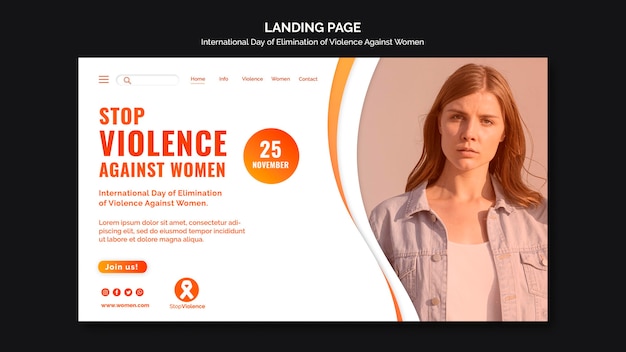 Free PSD awareness of violence against women landing page template