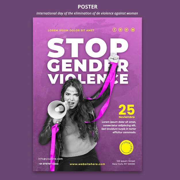 Free PSD awareness of violence against women poster template with photo