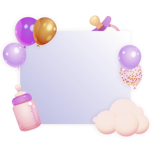 Free PSD baby girl shower party decorations