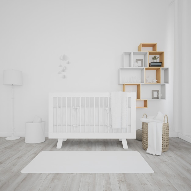 Free PSD baby's room with white crib