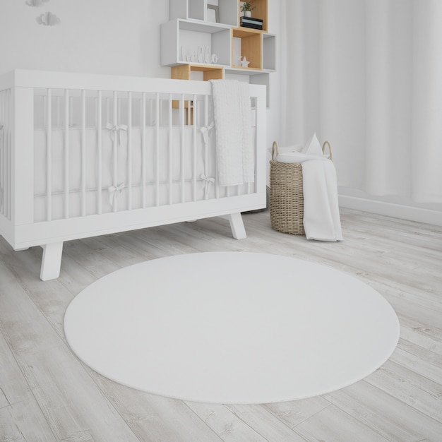 Free PSD baby's room with white crib