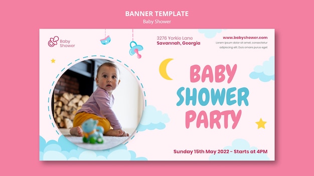 Baby shower banner template design