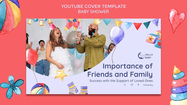 Free PSD baby shower celebration youtube cover