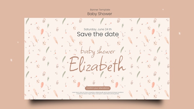 Free PSD baby shower horizontal banner template with vegetation