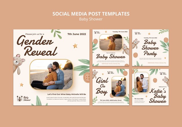 Baby shower instagram template design