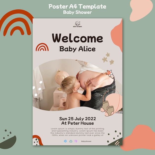 Free PSD baby shower poster template design