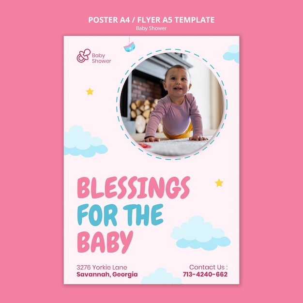 Baby shower poster template design