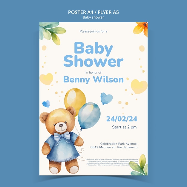 Free PSD baby shower template design