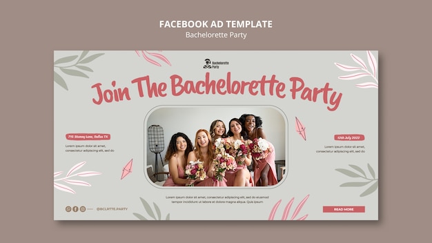 Free PSD bachelorette party social media promo template with leaves