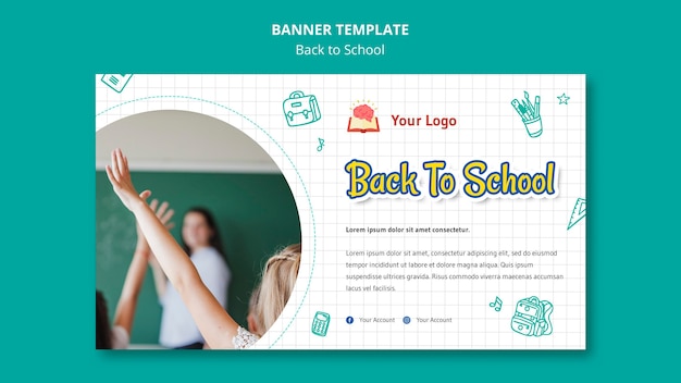 Free PSD back to school banner template