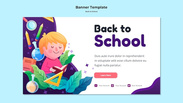 Free PSD back to school banner template