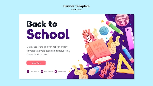 Free PSD back to school banner template