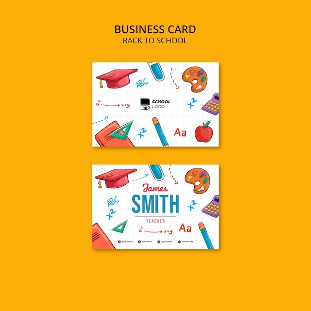 Back to school business card front and back