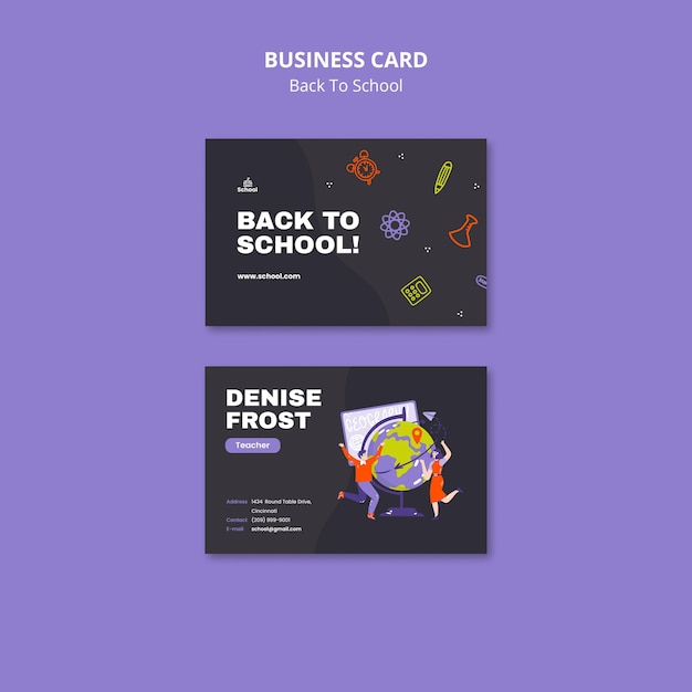 Back to school business card front and back