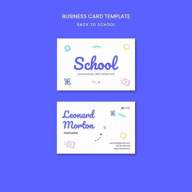 Free PSD back to school business card