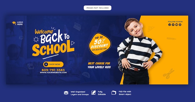 Back to school Facebook cover banner template